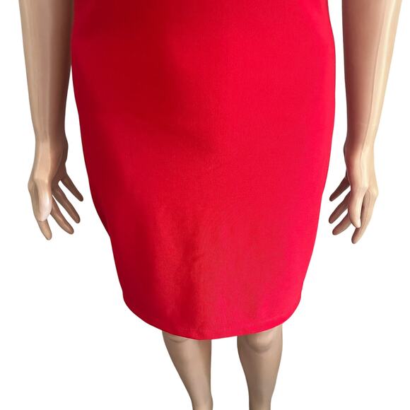 ROW A Red Bodycon Mini Dress Womens Large Gold Buckle Cocktail PArty - Picture 10 of 16